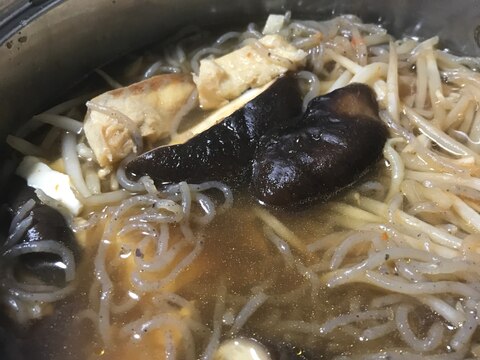 前日の残りの鯛の刺身で小鍋